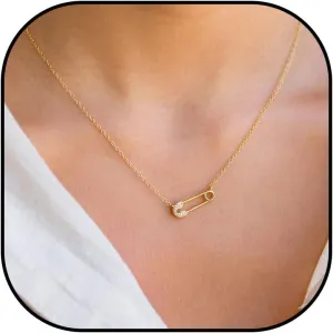 Safety Pin Necklace Paperclip Chain Necklace for Women Trendy Gold Charm Necklace Chunky Chain Necklace Gold Paperclip Choker Necklace Stocking Stuffers Jewelry Gifts