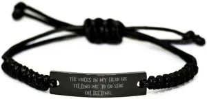 Sarcastic Shoe Collecting Gifts, The Voices in My Head, Unique Black Rope Bracelet For Friends, Engraved Bracelet From Friends, Unisex, Friendship, Couple, His and hers, Best friend