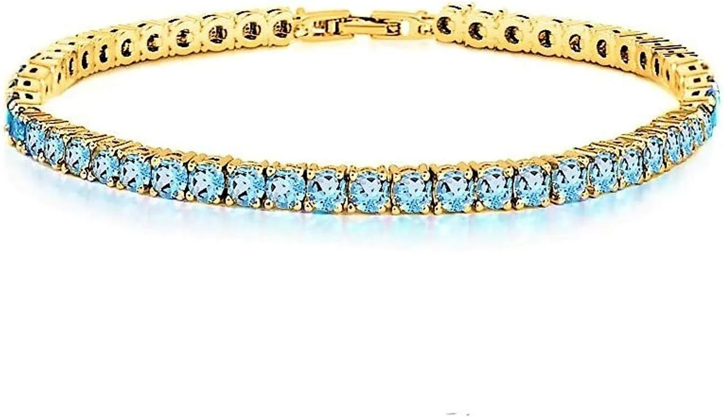 Savlano 14K Gold Plated Cubic Zirconia Round 4MM Classic Tennis Bracelet For Women