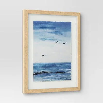 (Set of 2) 16" x 20" Seascape Framed Art Set Natural - Threshold
