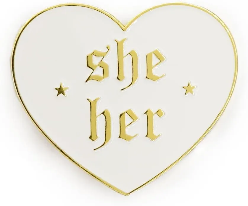 She Her Pronoun Brooch Button Non-Binary Badge Enamel Lapel Pin - NB Pride Genderqueer Gender Identity Pin