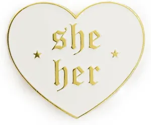 She Her Pronoun Brooch Button Non-Binary Badge Enamel Lapel Pin - NB Pride Genderqueer Gender Identity Pin
