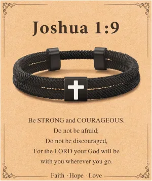 Shonyin Adjustable Faith Cross Bracelet for for Teen Boys Men, Easter Gifts for Male 6-21 Years Old 6-13"