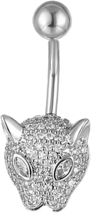 Skin-friendly Stainless Steel Navel Ring Zircon Stones Leopard Pattern Fashion Piercing Jewelry for Women