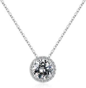 SMILEST 1-1.2ct Moissanite Halo Necklace for Women, D Color VVS1 Clarity, 18K White Yellow Rose Gold Vermeil Pendant for Mom Wife, Birthday Gifts