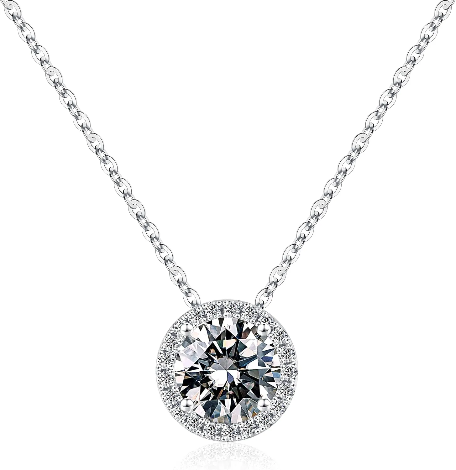 SMILEST 1-1.2ct Moissanite Halo Necklace for Women, D Color VVS1 Clarity, 18K White Yellow Rose Gold Vermeil Pendant for Mom Wife, Birthday Gifts