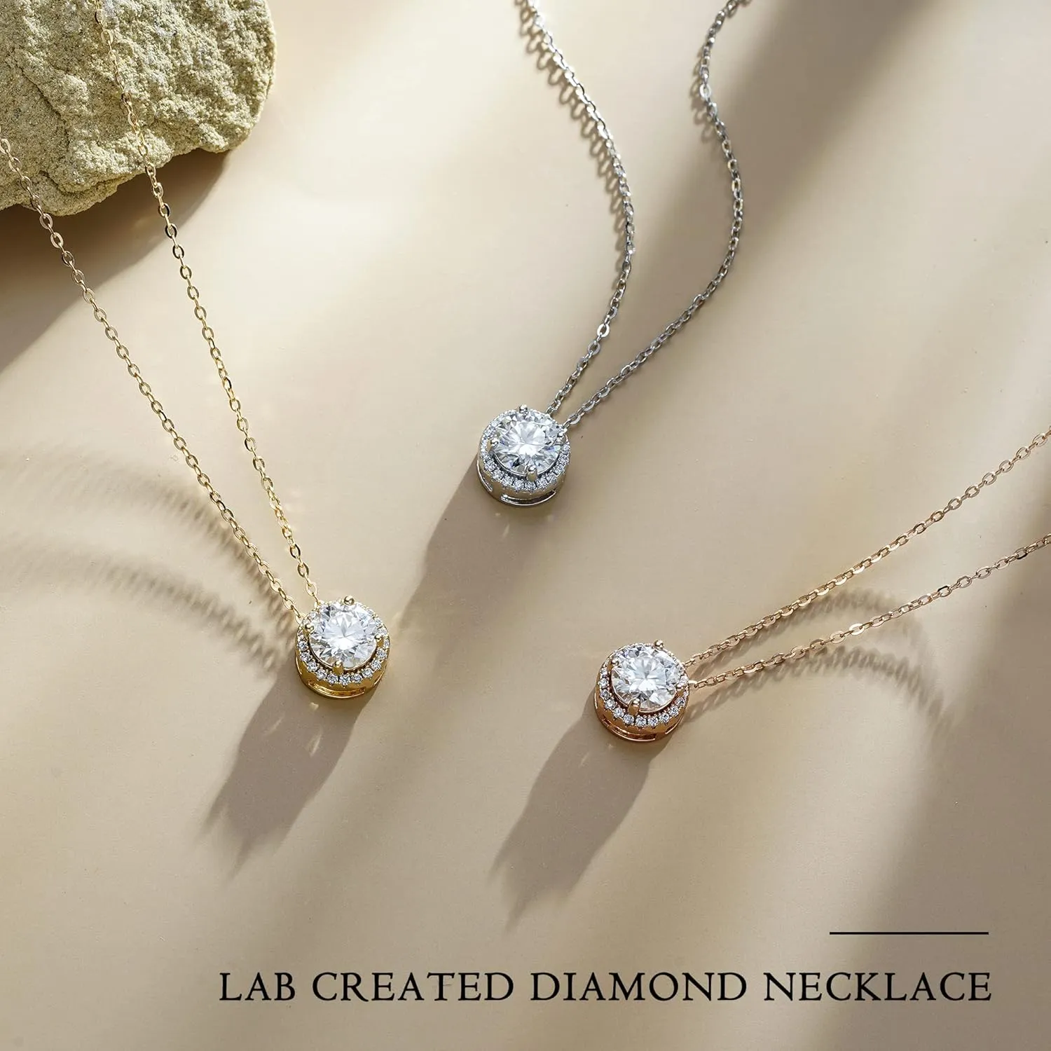 SMILEST 1-1.2ct Moissanite Halo Necklace for Women, D Color VVS1 Clarity, 18K White Yellow Rose Gold Vermeil Pendant for Mom Wife, Birthday Gifts