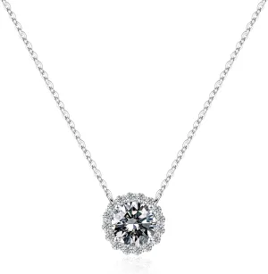 SMILEST 1-1.2ct Moissanite Halo Necklace for Women, D Color VVS1 Clarity, 18K White Yellow Rose Gold Vermeil Pendant for Mom Wife, Birthday Gifts