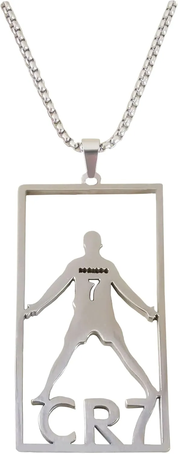 Soccer Number 7 Necklace | 24 Chain No.7 Football Star Ronaldo Necklace for Men Women(Updated)