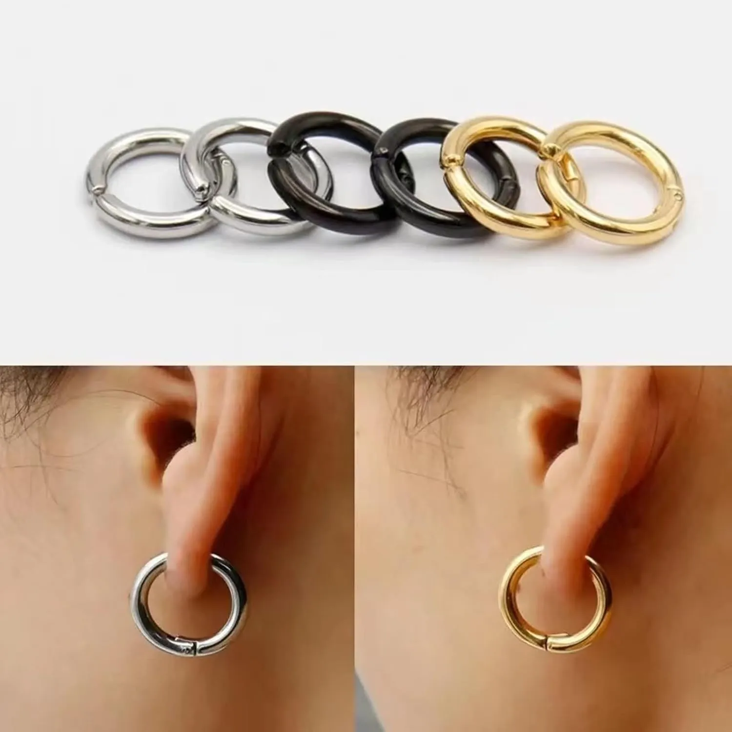 Stainless Steel Ear Cuff Earrings for Women, Cuff Earrings for Women 10 mm Hoop Ear Cuffs Jewelry Gifts