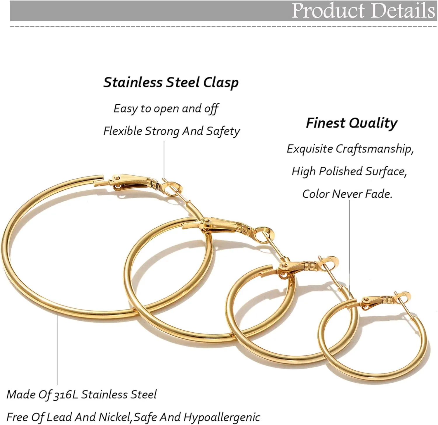 Stainless Steel Gold Hoops Silver Hoop Earrings Hypoallergenic Hoop Cartilage Piercing Earrings Tiny Ball Cubic Zirconia Stud Earrings Set for Women