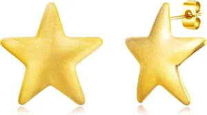 Stainless Steel Gold Plated Chunky Beach Small Big Star Lucky Star Stud Earrings For Women Jewelry Gift