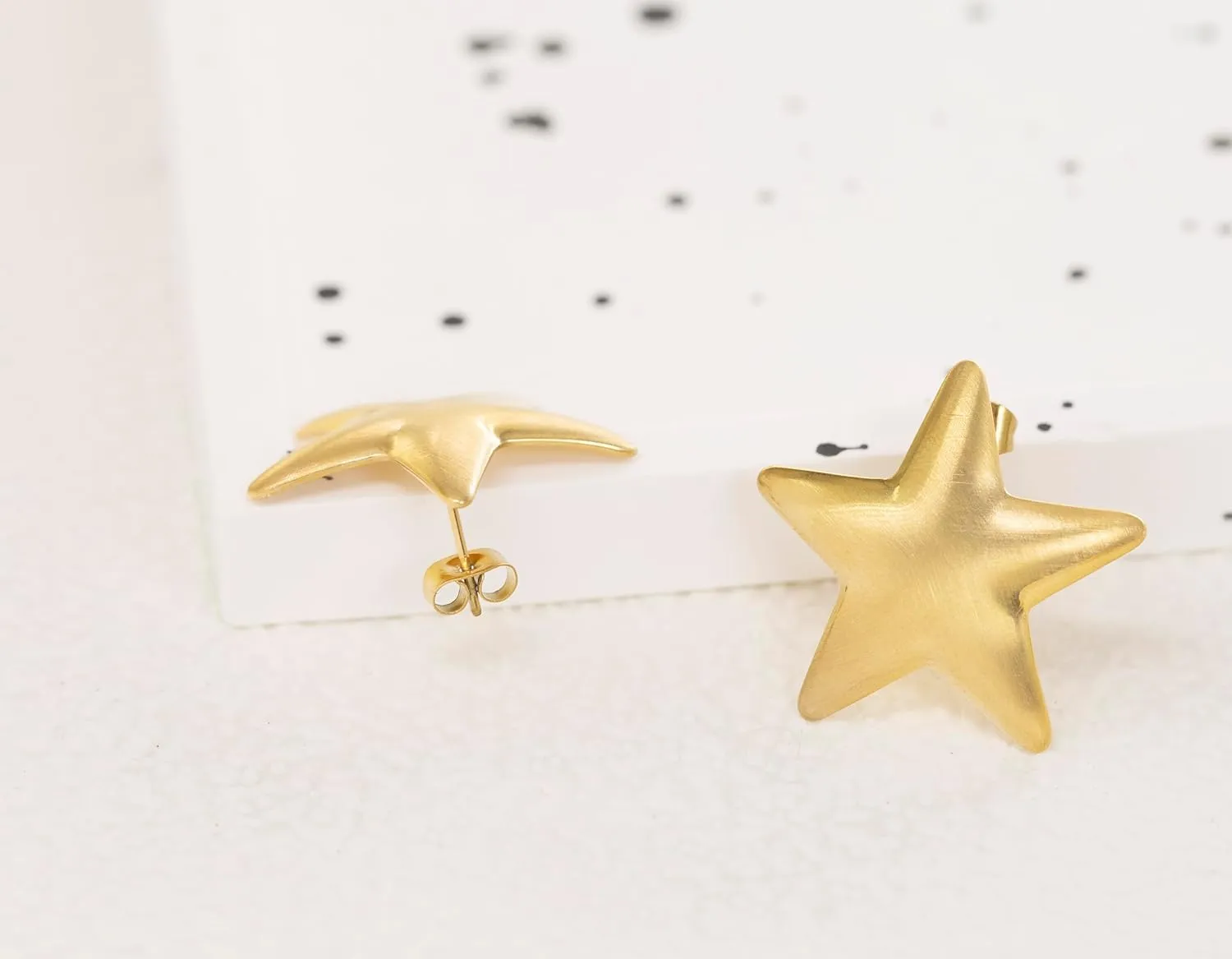 Stainless Steel Gold Plated Chunky Beach Small Big Star Lucky Star Stud Earrings For Women Jewelry Gift