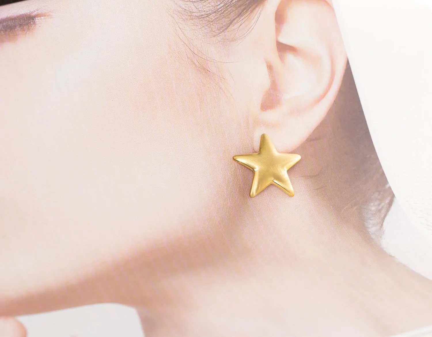 Stainless Steel Gold Plated Chunky Beach Small Big Star Lucky Star Stud Earrings For Women Jewelry Gift