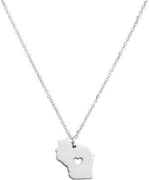 Stainless Steel State Map Pendant Necklace Country Map Necklace Going Away Gift for Best Friend Traveling Keepsake State Pride