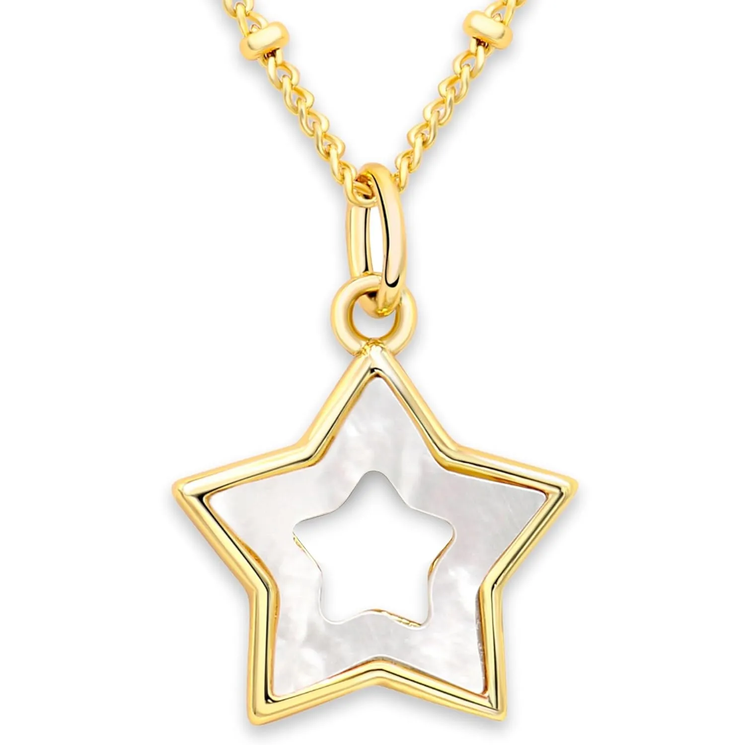 Star Necklace - Star Jewelry - Star Charms - Gold Star Necklace - Pearl Pendant Necklace - Star Necklace Gold - Mother of Pearl Necklace - Includes Gift Box