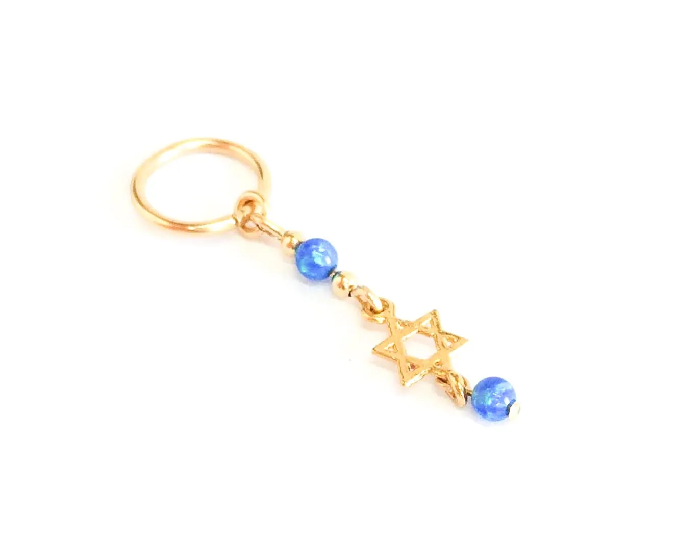 Star of David Navel Hoop Dangle Belly Button Ring Handmade Opal Piercing Jewelry