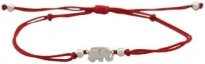 Sterling Silver Abundance Hindu Elephant Charm Red Cord Adjustable Bracelet