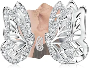 Sterling Silver Butterfly Earrings Dangle Huggie Hoop Charms Cubic Zirconia Hypoallergenic Fashion Cartilage Jewelry Dainty Birthday Gift for Women