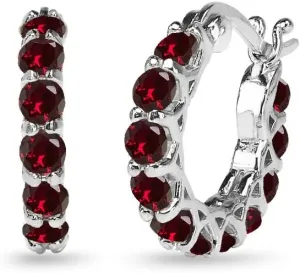 Sterling Silver Genuine, Simulated or Created Gemstone Small Round 18mm Huggie Hoop Earrings for Women