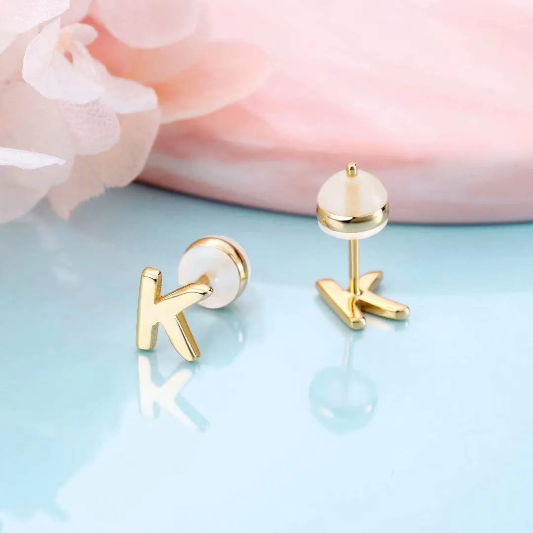Sterling Silver Stud Earrings for Women, 925 Sterling Silver Initial Stud Earrings Hypoallergenic Earrings for Women Jewelry Gifts