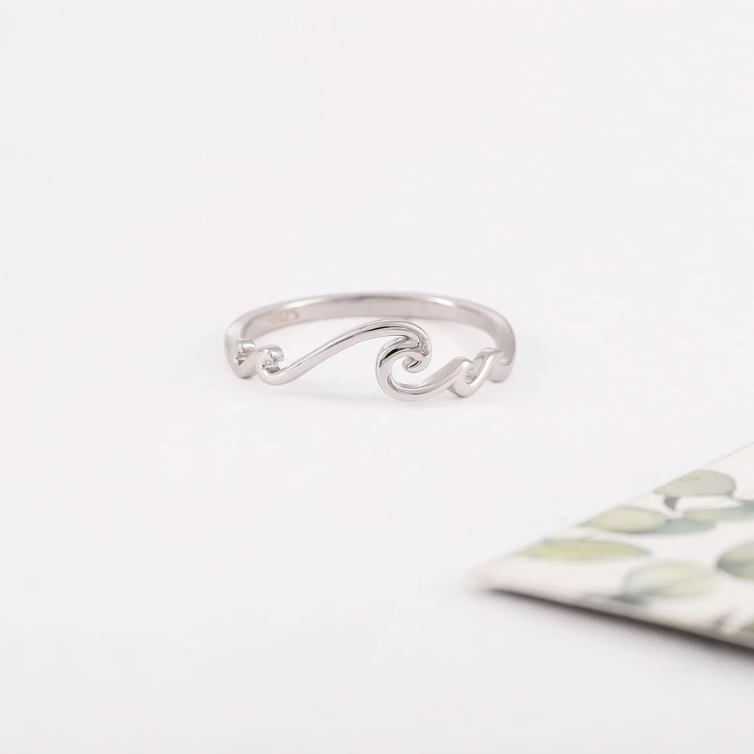 STROLLGIRL S925 Sterling Silver Multiple Waves Ring Ocean Tide Sea Plunging Wave Silver Ocean Ring Nautical Beach Summer Jewelry