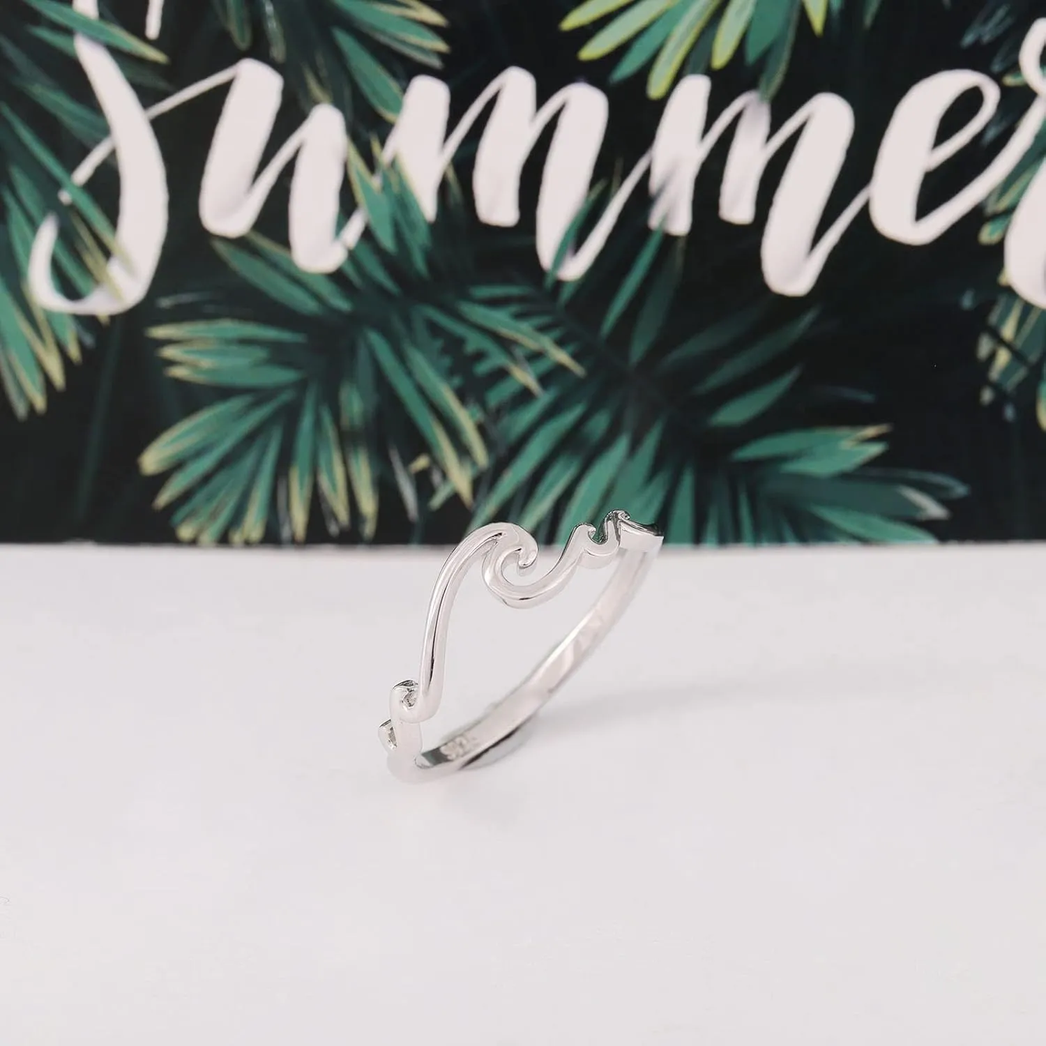 STROLLGIRL S925 Sterling Silver Multiple Waves Ring Ocean Tide Sea Plunging Wave Silver Ocean Ring Nautical Beach Summer Jewelry