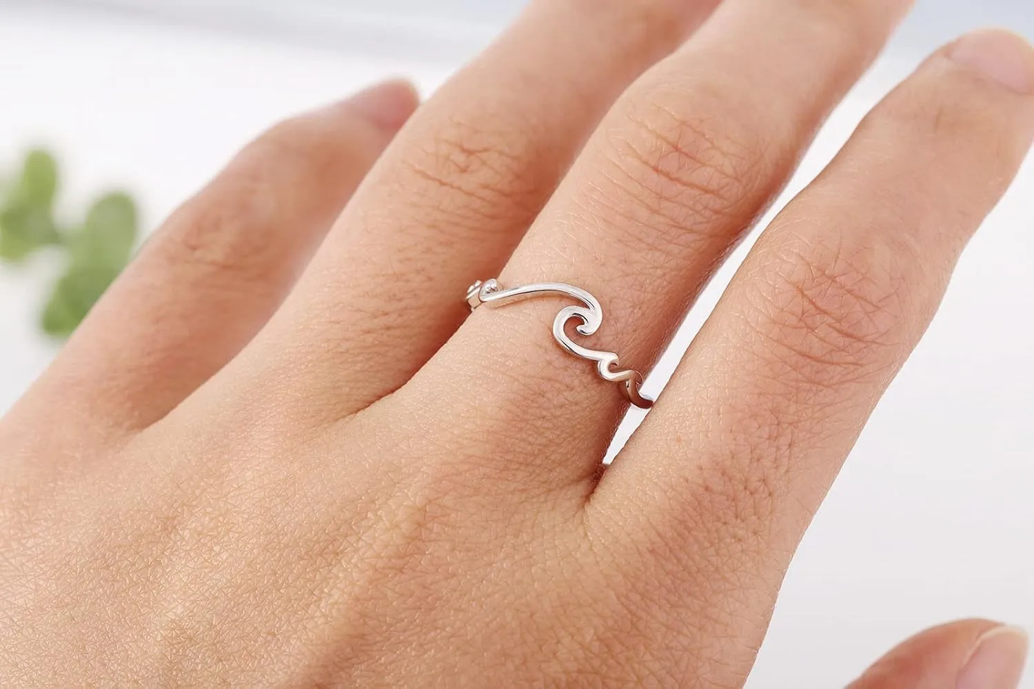 STROLLGIRL S925 Sterling Silver Multiple Waves Ring Ocean Tide Sea Plunging Wave Silver Ocean Ring Nautical Beach Summer Jewelry