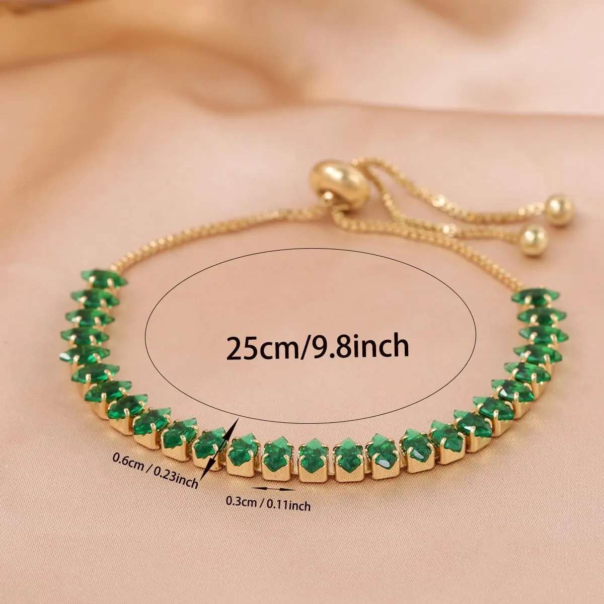Tennis Bracelet for Women,Gold Plated Cubic Zirconia Adjustable Slider Bracelet, Ladies' fashion jewelry gift,Size 5-9 in.