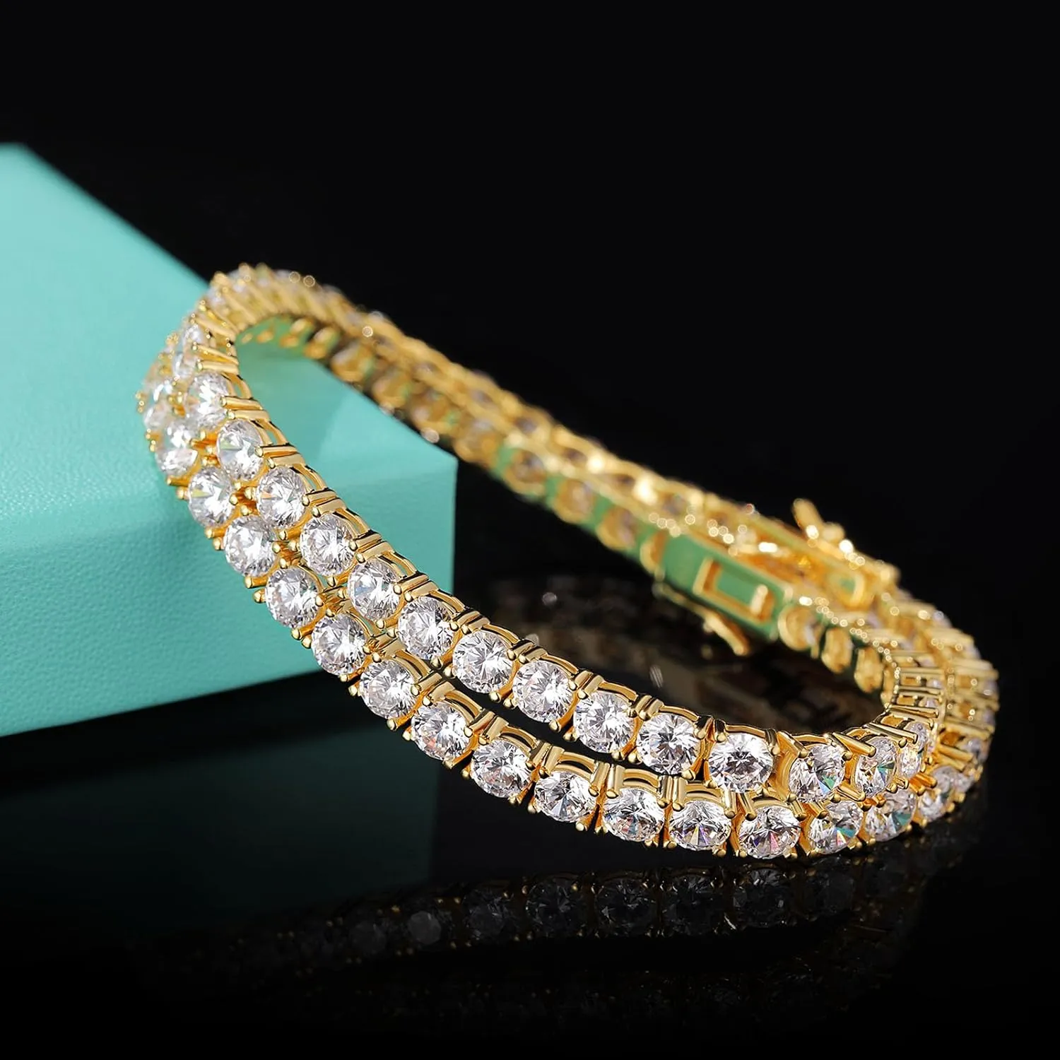 Tennis Bracelets for Women, 18K Gold Plated 925 Sterling Silver Round Cubic Zirconia Tennis Bracelet, Charm Fine Jewelry Birthday Jewelry Gifts for Women Mom Daughter