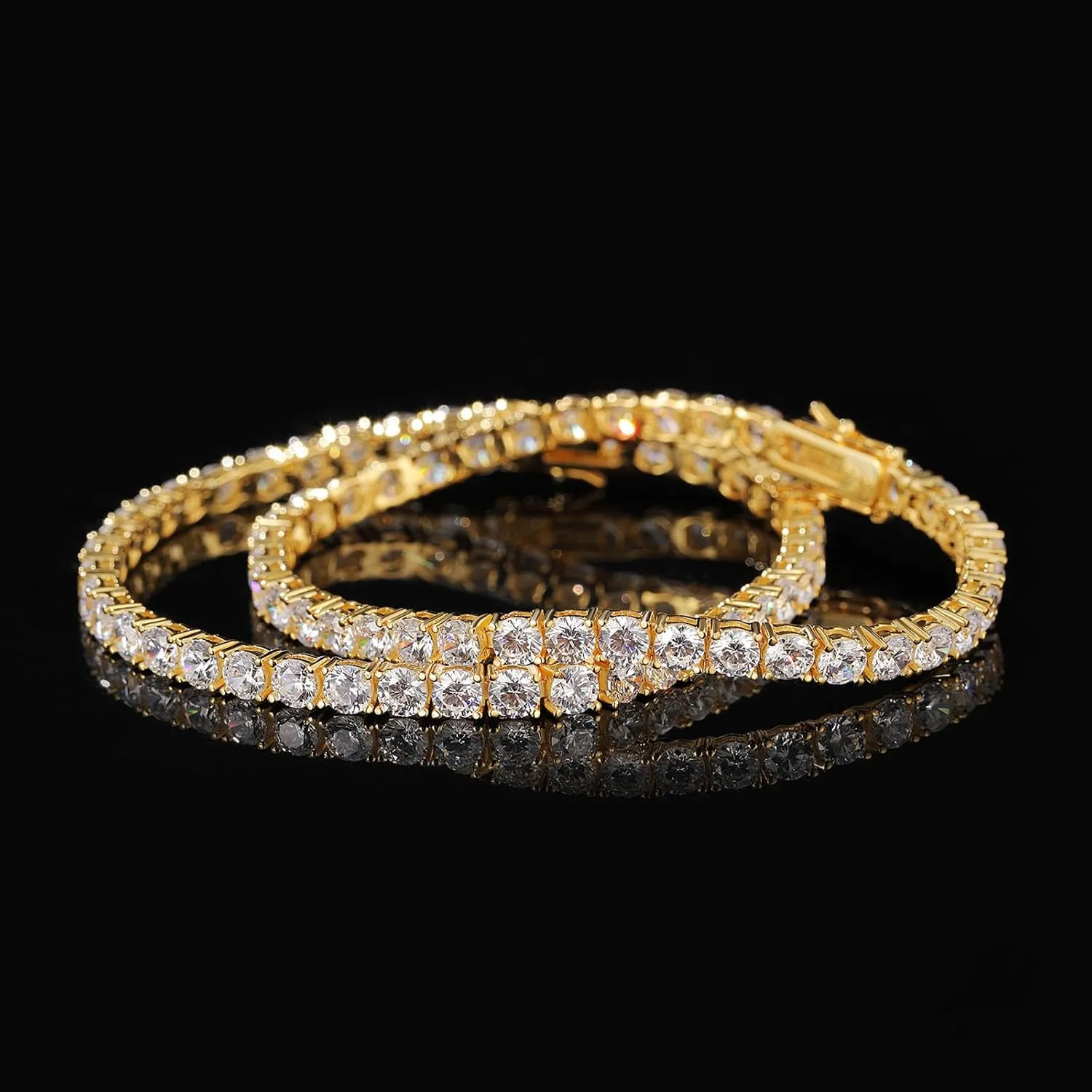 Tennis Bracelets for Women, 18K Gold Plated 925 Sterling Silver Round Cubic Zirconia Tennis Bracelet, Charm Fine Jewelry Birthday Jewelry Gifts for Women Mom Daughter