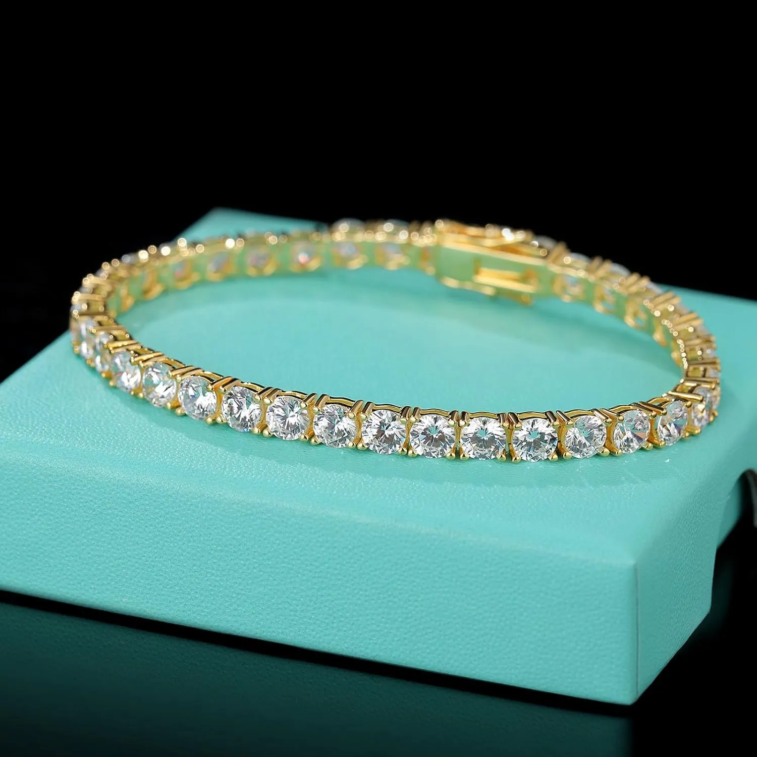 Tennis Bracelets for Women, 18K Gold Plated 925 Sterling Silver Round Cubic Zirconia Tennis Bracelet, Charm Fine Jewelry Birthday Jewelry Gifts for Women Mom Daughter