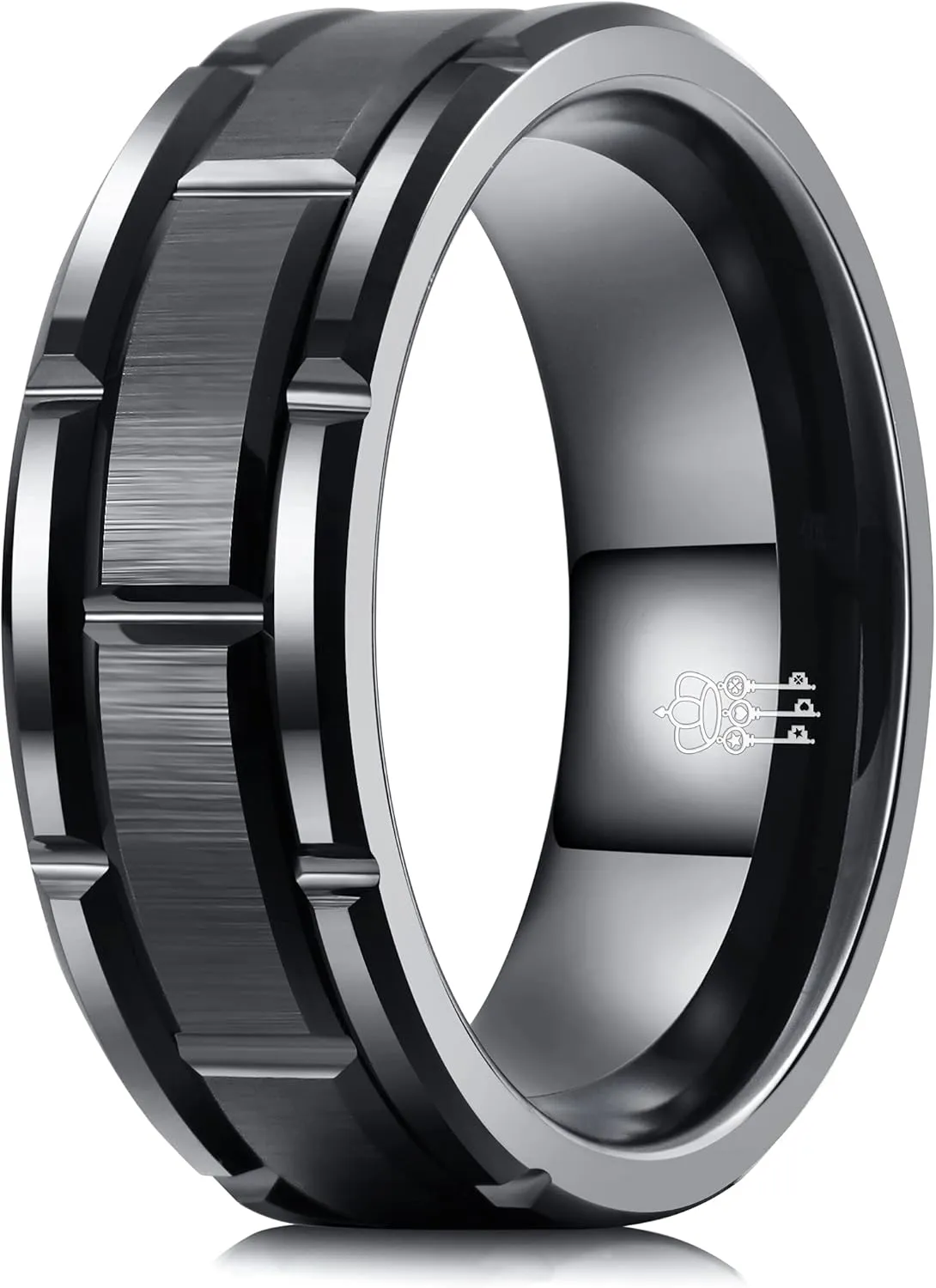 THREE KEYS JEWELRY Men Wedding Bands Tungsten Carbide Ring Flat Brushed Wedding Carbide Ring Band for Women Engagement