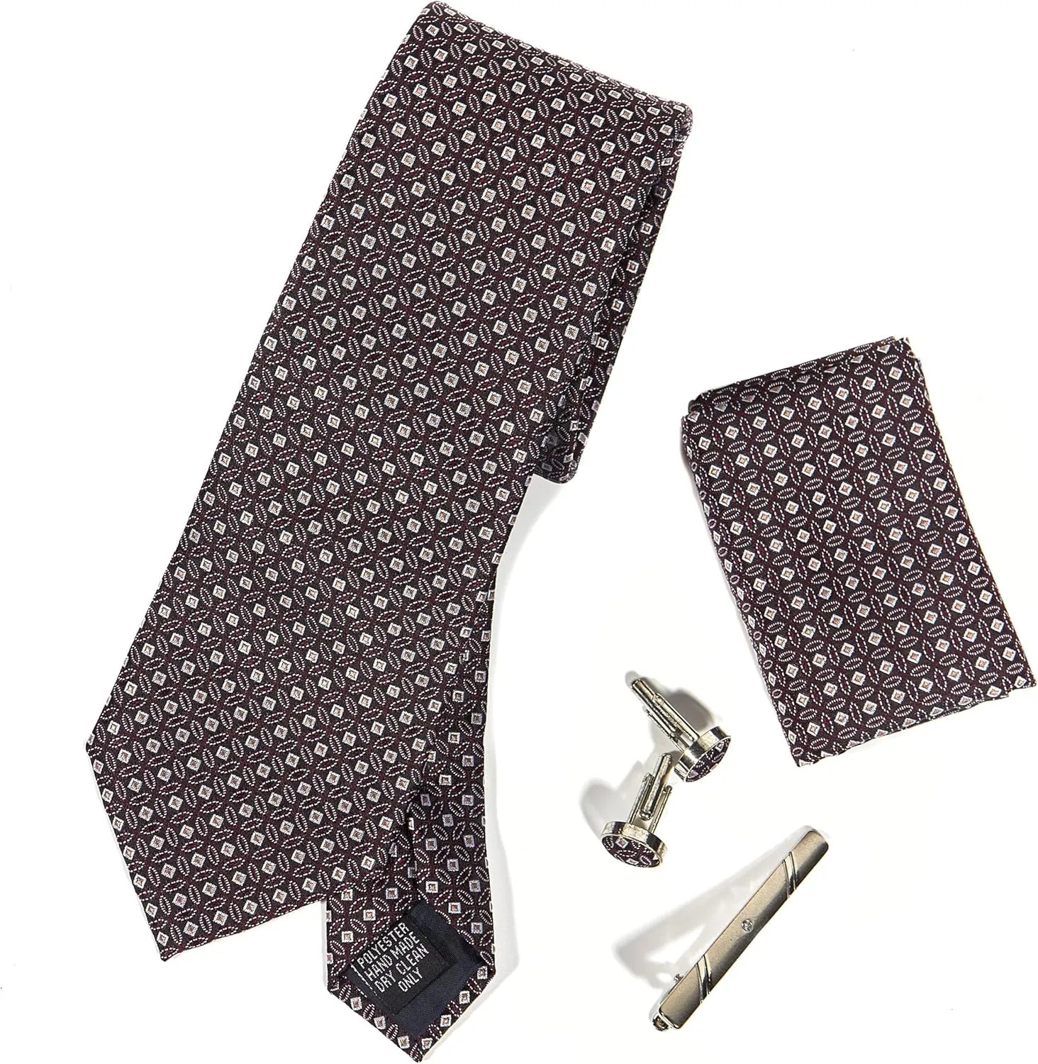 Ties for Men Set with Pocket Square Cufflink and Tie Clip | Necktie Handkerchief in Gift Box for Wedding and Business