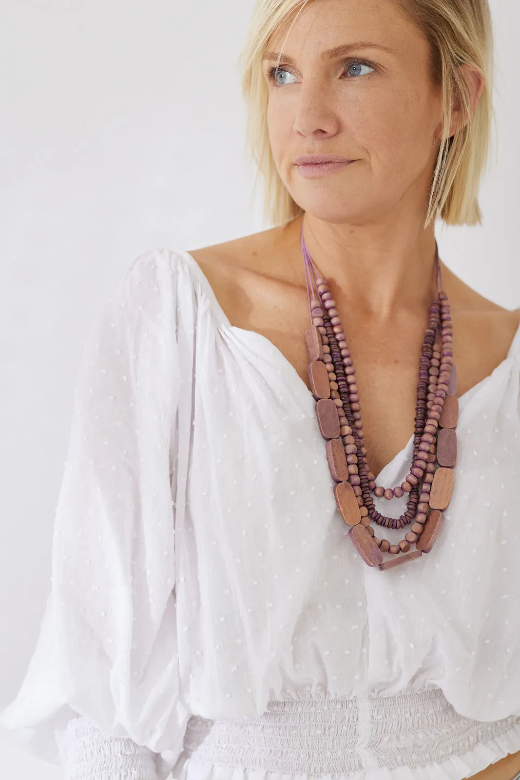 Timber Bead Necklace - Hanalei - Purple