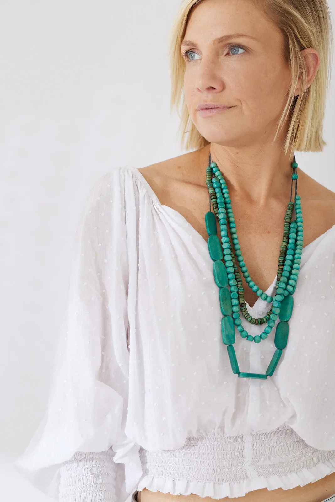 Timber Bead Necklace - Hanalei - Sea Mist