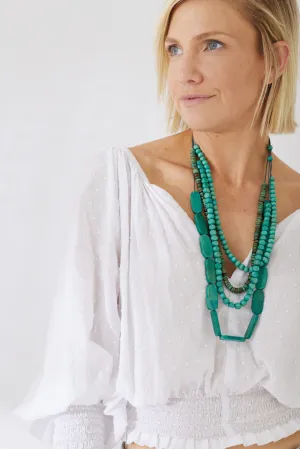 Timber Bead Necklace - Hanalei - Sea Mist