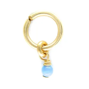 Tiny Belly Button Ring 16g Gold Filled Simple Navel Hoop Handmade Light Blue Opal Piercing Jewelry
