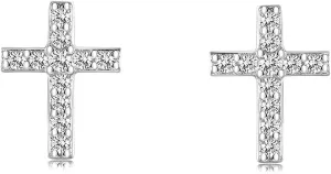 Tiny Cross Stud Earrings, 14K Gold Plated CZ Silver Earrings, Hypoallergenic Minimalist Small Stud Earrings for Women Men