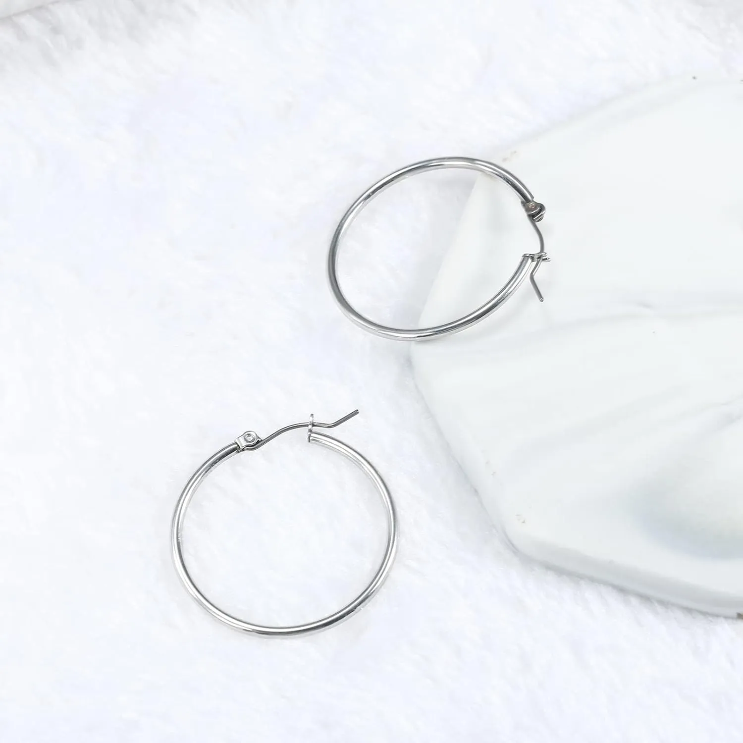 Titanium Hoop Earrings Studs for Women, Implant Grade Hypoallergenic Surgical Pure Titanium Earring Big Small Hoop for Men Sensitive Ears
