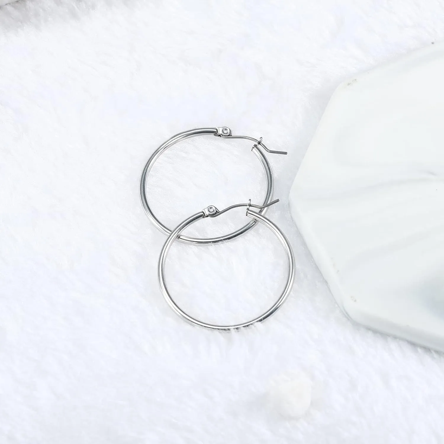 Titanium Hoop Earrings Studs for Women, Implant Grade Hypoallergenic Surgical Pure Titanium Earring Big Small Hoop for Men Sensitive Ears