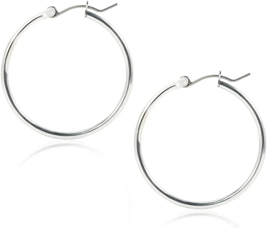 Titanium Hoop Earrings Studs for Women, Implant Grade Hypoallergenic Surgical Pure Titanium Earring Big Small Hoop for Men Sensitive Ears