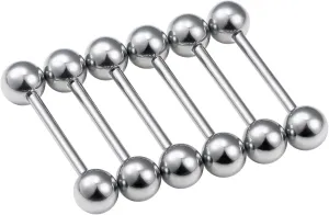 Tongue Rings Surgical Steel Tongue Piercing Jewelry 14G Nipple Piercing Jewelry for Women Men Straight Barbell Bar Tongue Rings 6mm Balls