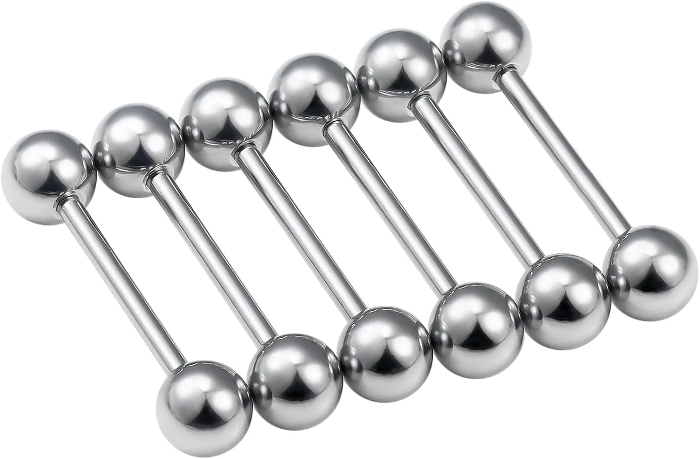 Tongue Rings Surgical Steel Tongue Piercing Jewelry 14G Nipple Piercing Jewelry for Women Men Straight Barbell Bar Tongue Rings 6mm Balls