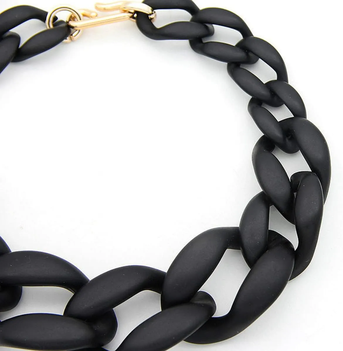 Trendy Chunky Chain Link Choker Necklace for Women,Statement Big Collar Acrylic Beads Necklace Large Fashion Necklace Vintage Punk Boho Fashion Necklace Resin Light weight Handmade Jewelry