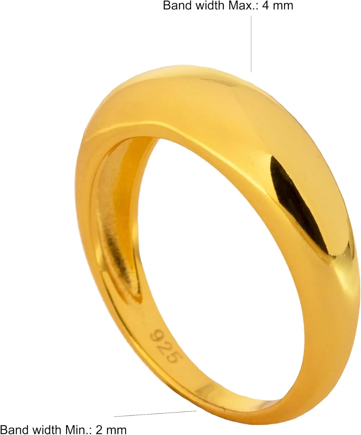 trium jewelry Unisex Statement Dome Ring for Women and Men - 925 Sterling silver - 18k Gold - Couple Rings