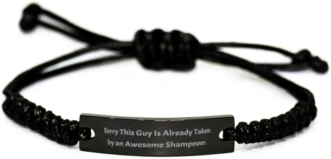 Unique Shampooer Gifts, Sorry This Guy Is Already Taken by an Awesome, Inspire Black Rope Bracelet For Men Women From Boss, Friendship, Friendship bracelet, Black friendship bracelet, Friendship gift