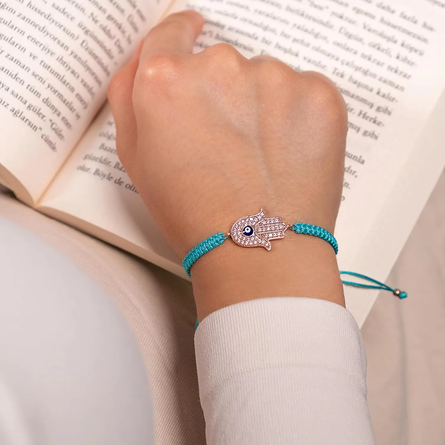 Unisex Handmade Braided Rope Lucky String Bracelet with Hamsa Evil Eye Charm - Adjustable Couple Bracelets for Peace and Protection - Women's Jewelry
