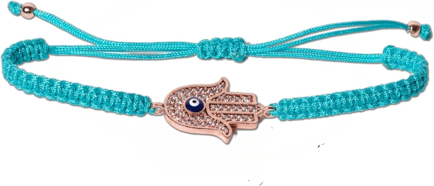 Unisex Handmade Braided Rope Lucky String Bracelet with Hamsa Evil Eye Charm - Adjustable Couple Bracelets for Peace and Protection - Women's Jewelry