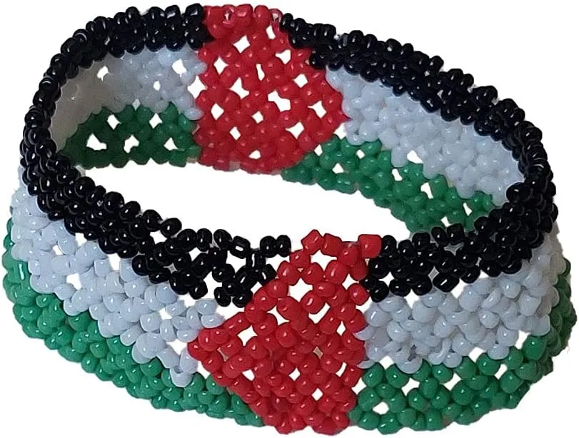 Unisex Palestine Ajustable Handmade Beaded Flag Fashion Bracelet